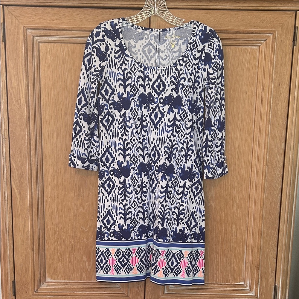 Lilly Pulitzer Navy and White Long Sleeve Dress